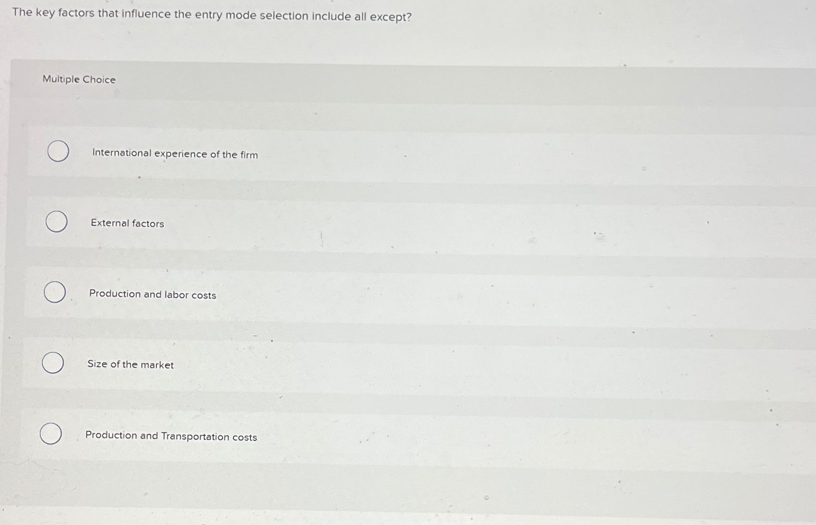 Solved The key factors that influence the entry mode | Chegg.com