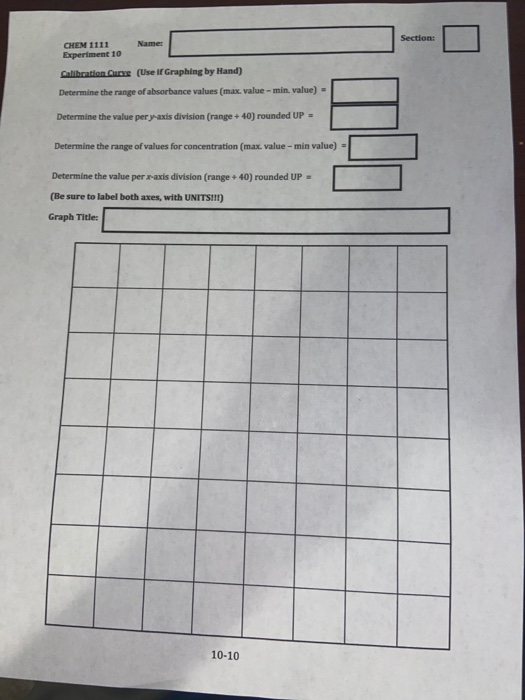 Solved Name Section Score Chem 1111 Experiment 7 Or Cheggcom