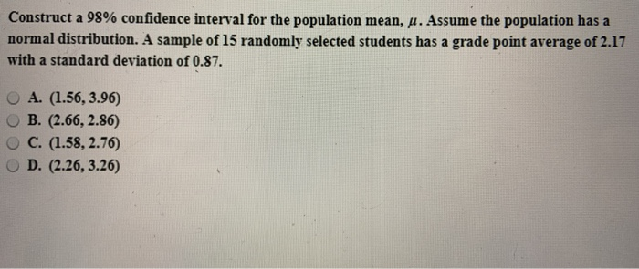Solved Construct a 98% confidence interval for the | Chegg.com