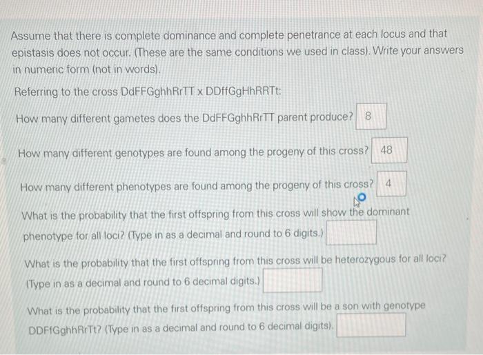 Solved Assume that there is complete dominance and complete | Chegg.com