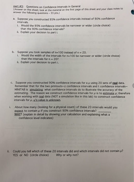 Solved: Part #1 QUESTIONS: Z-confidence Intervals - LARGE | Chegg.com