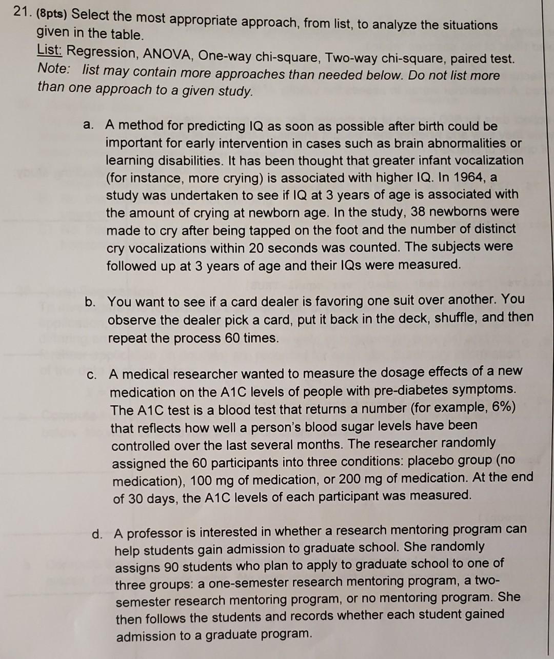 Solved ts) Select the most appropriate approach, from list, | Chegg.com