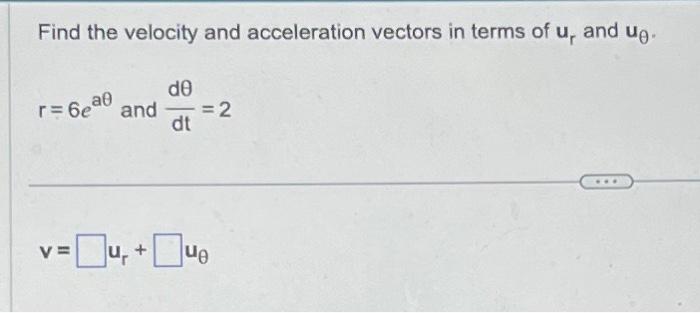 Solved Find the velocity and acceleration vectors in terms | Chegg.com