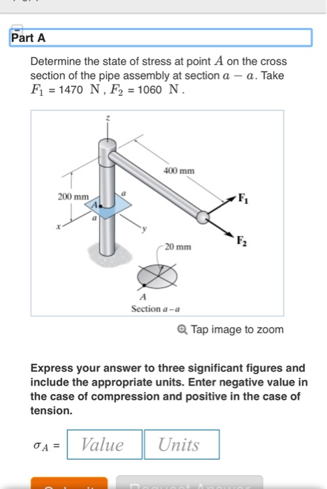 Solved Part A Determine the state of stress at point A on | Chegg.com