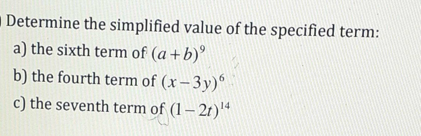Solved Determine the simplified value of the specified term: | Chegg.com