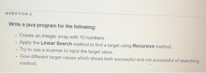 Solved QUESTION 2 Write a java program for the following: • | Chegg.com