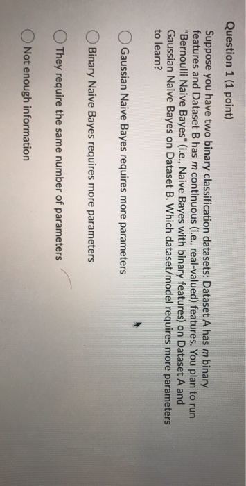 Solved Question 1 (1 point) Suppose you have two binary | Chegg.com