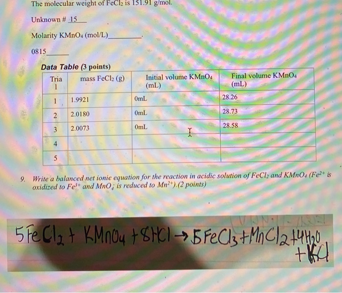 Solved 11. Using The Mole Ratio From The Balanced Equation, | Chegg.com