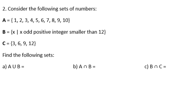 Solved Consider The Following Sets Of | Chegg.com