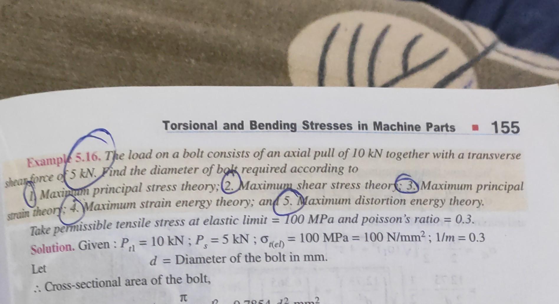 Solved Torsional and Bending Stresses in Machine Parts 155 | Chegg.com