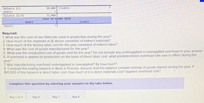 Required:
1. What was the cost of raw miaterials used in production during the year?
2. How much of the materials in (1) abov