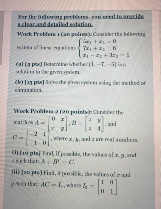 Solved Work Problem 3 (20 points): Let 2 V2 A= 2 be a 2 x 2 | Chegg.com