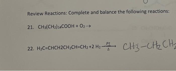 Solved Review Reactions: Complete And Balance The Following | Chegg.com