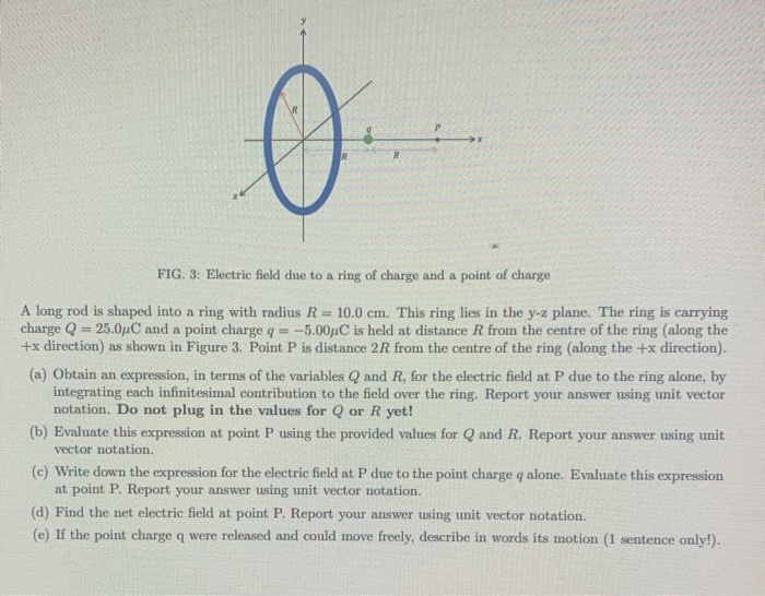 Solved > O R FIG. 3: Electric field due to a ring of charge | Chegg.com