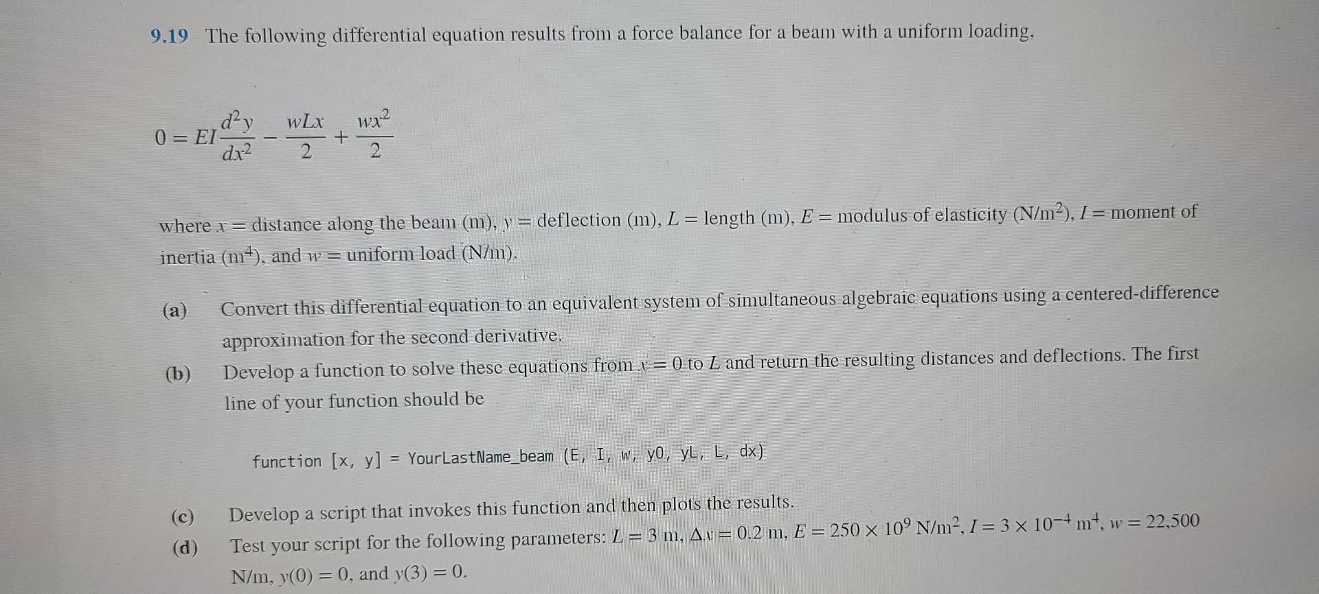 Solved 9.19 The following differential equation results from | Chegg.com