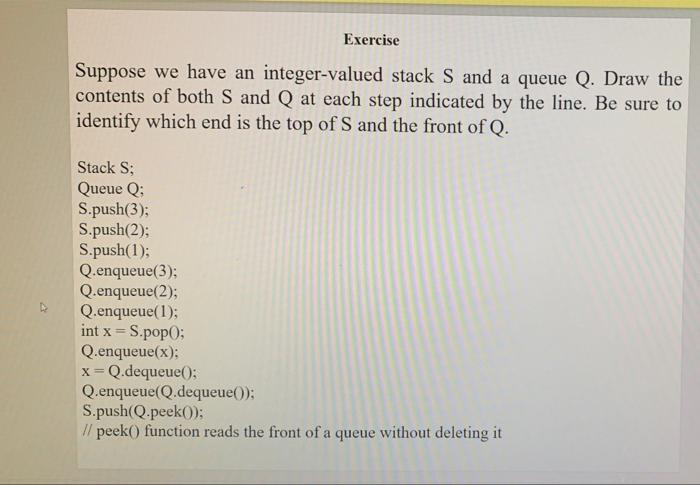 Solved Exercise Suppose we have an integer-valued stack S | Chegg.com