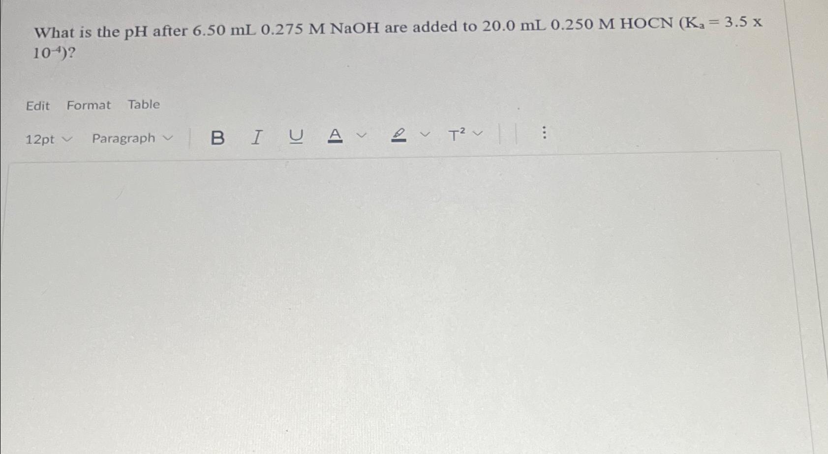 Solved What is the pH ﻿after 6.50mL0.275MNaOH are added to | Chegg.com