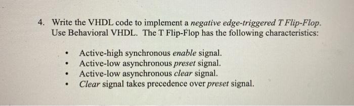 Solved 4. Write the VHDL code to implement a negative | Chegg.com
