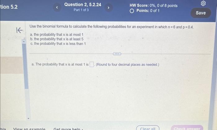 Solved Use The Binomial Formula To Calculate The Following | Chegg.com