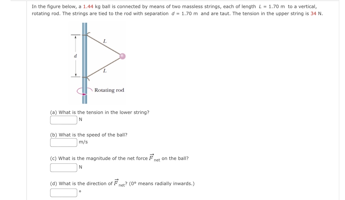 Solved In the figure below, a 1.44kg ﻿ball is connected by | Chegg.com