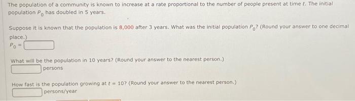 Solved The population of a community is known to increase at | Chegg.com