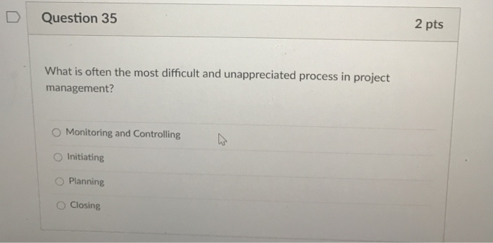 Solved Question 31 2 pts Project management progress from | Chegg.com