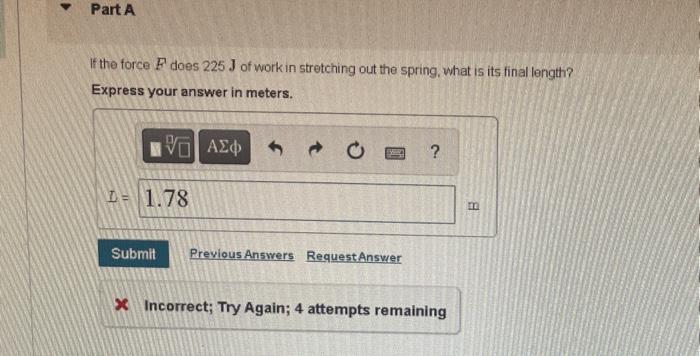 Solved A spring with spring constant 150 N/m and unstretched | Chegg.com