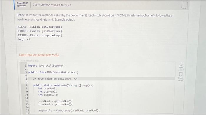 Solved Define stubs for the methods called by the below | Chegg.com