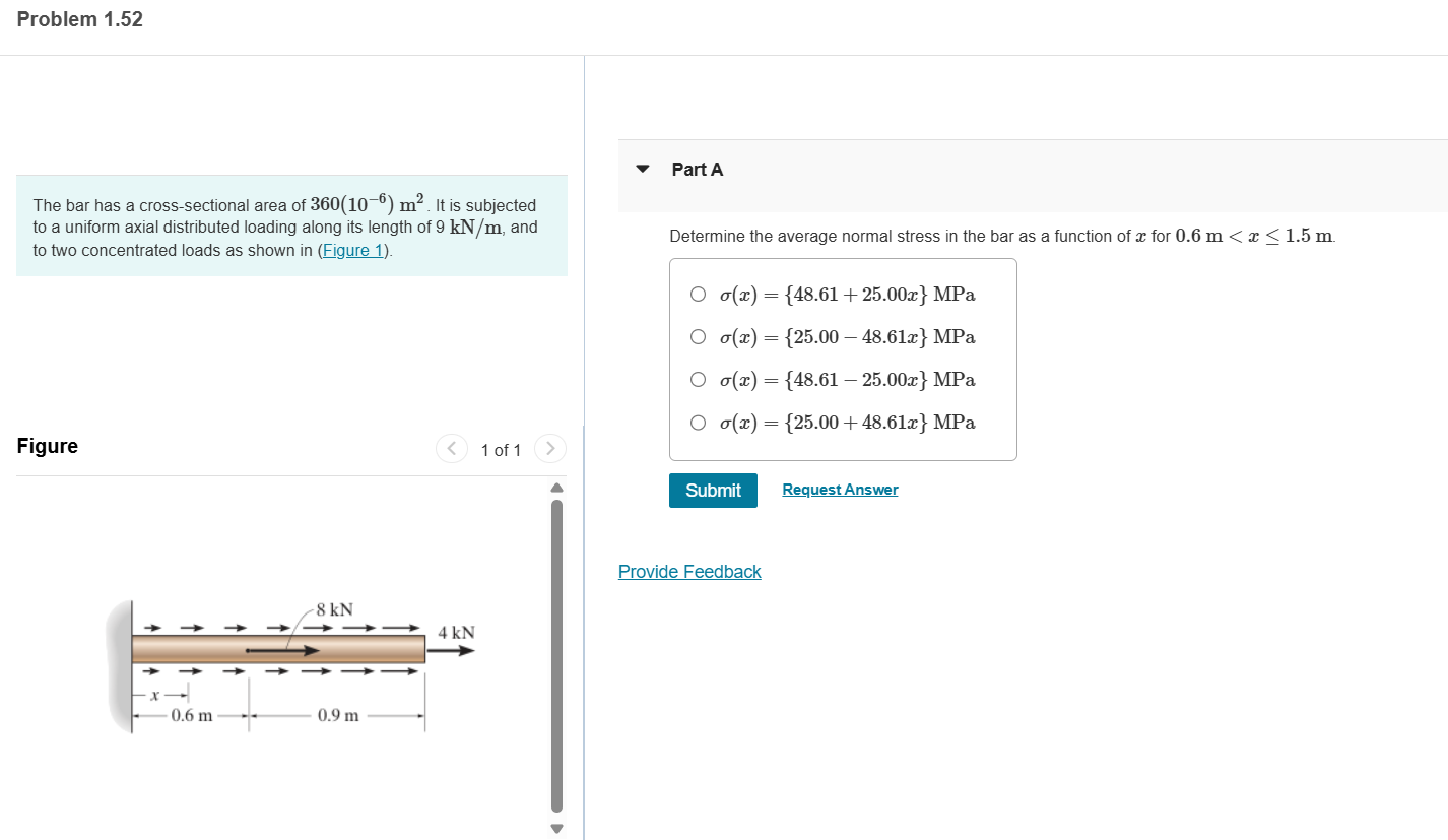 Solved The bar has a cross-sectional area of 360(10−6)m2. | Chegg.com