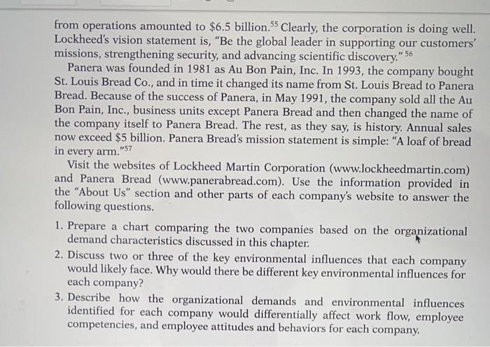 from operations amounted to ( $ 6.5 ) billion. ( { }^{55} ) Clearly, the corporation is doing well. Lockheeds vision st
