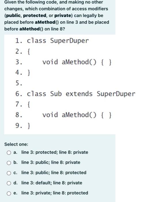 1. public class Test1 \{ 2. pub7ic float | Chegg.com