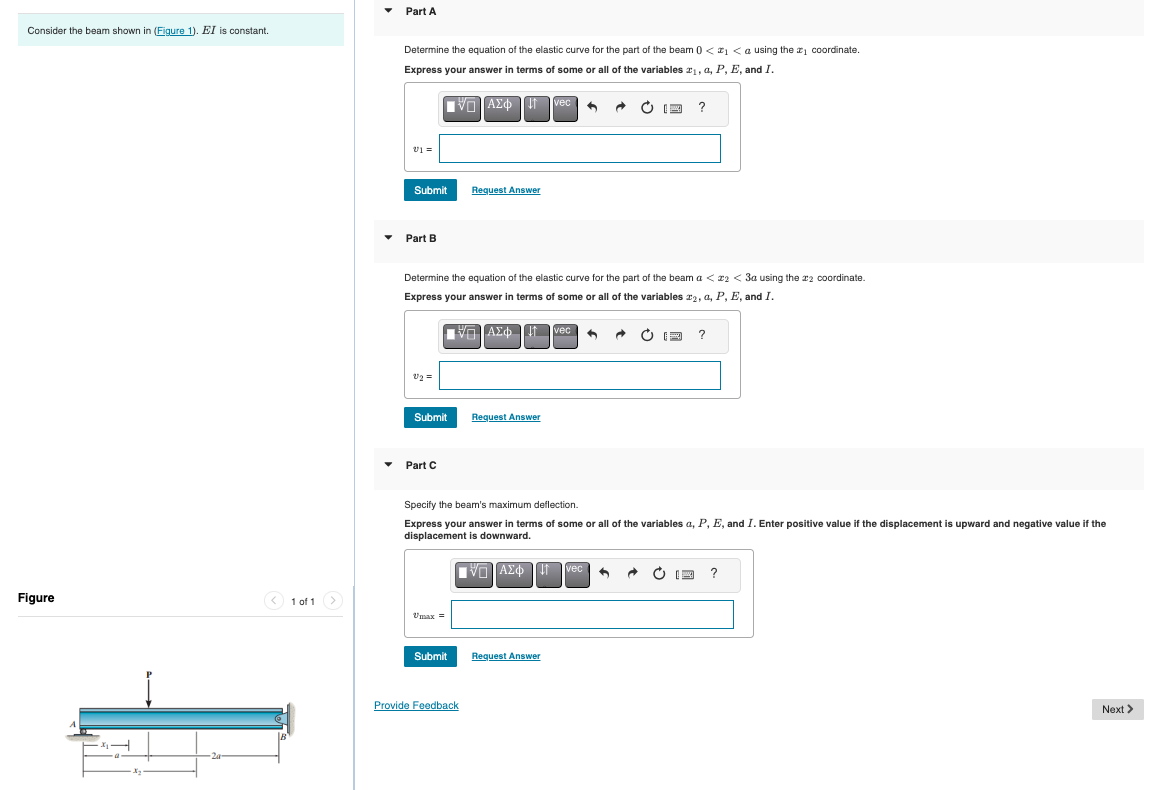 Solved Consider the beam shown in (Figure 1). EI is | Chegg.com