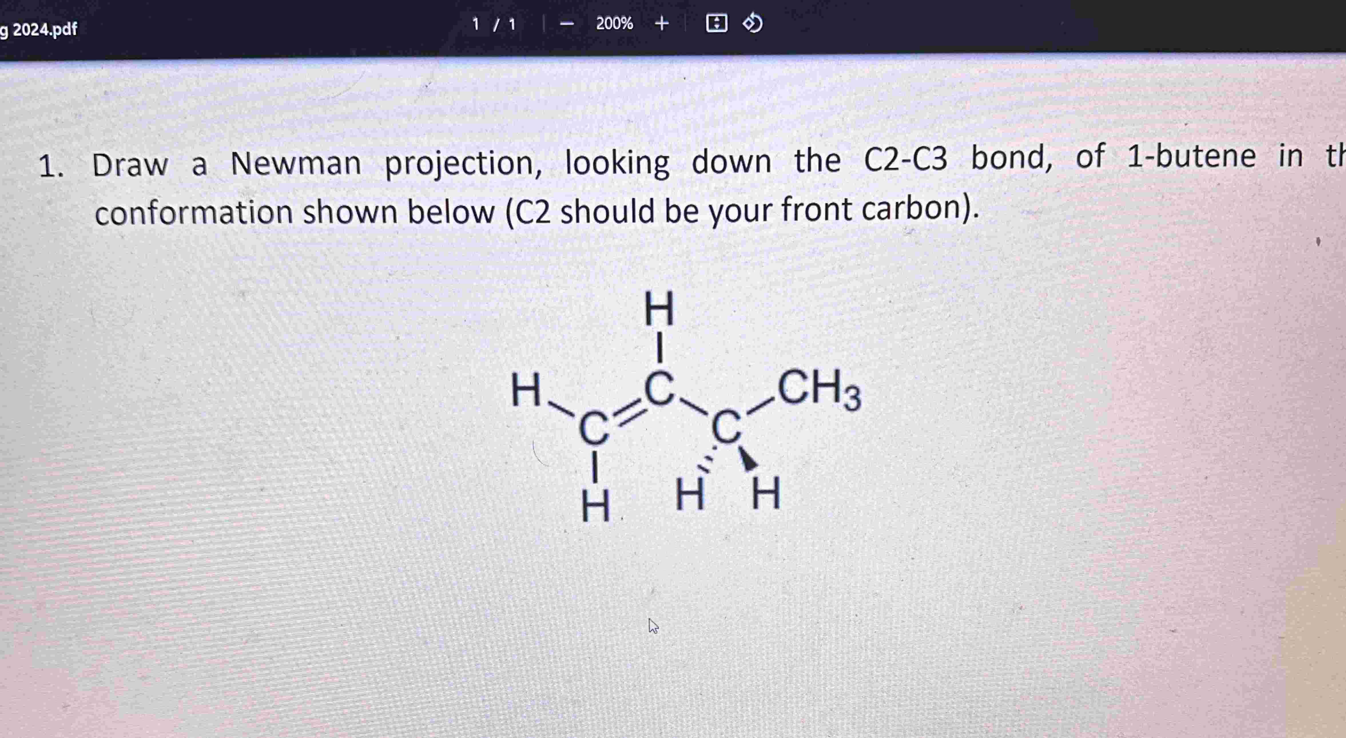 Draw a Newman projection, looking down the C2-C3 | Chegg.com