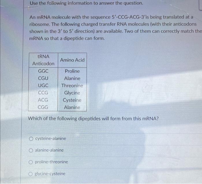 Solved Use the following information to answer the question. | Chegg.com