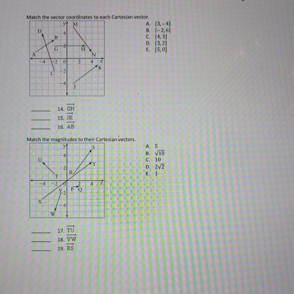 Solved Match The Vector Coordinates To Each Cartesian | Chegg.com