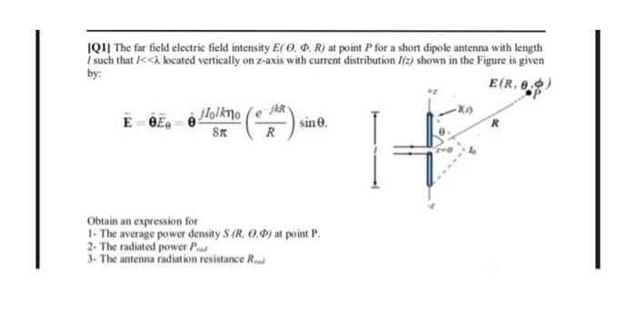 Solved [Q1] The far field electric field intensity E(θ,Φ,R) | Chegg.com