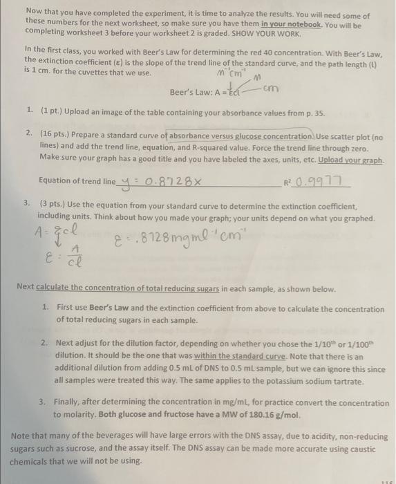 Solved a. ( 3 pts.) Use Beer's Law and the directions above