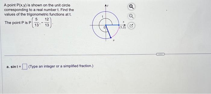 Solved A point P(x,y) is shown on the unit circle | Chegg.com