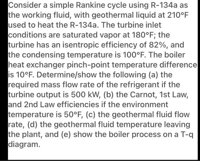 Solved Consider A Simple Rankine Cycle Using R 134a As The