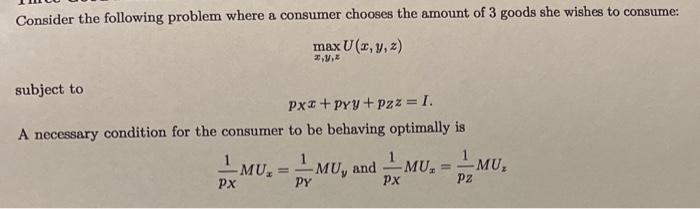 Solved Consider the following problem where a consumer | Chegg.com