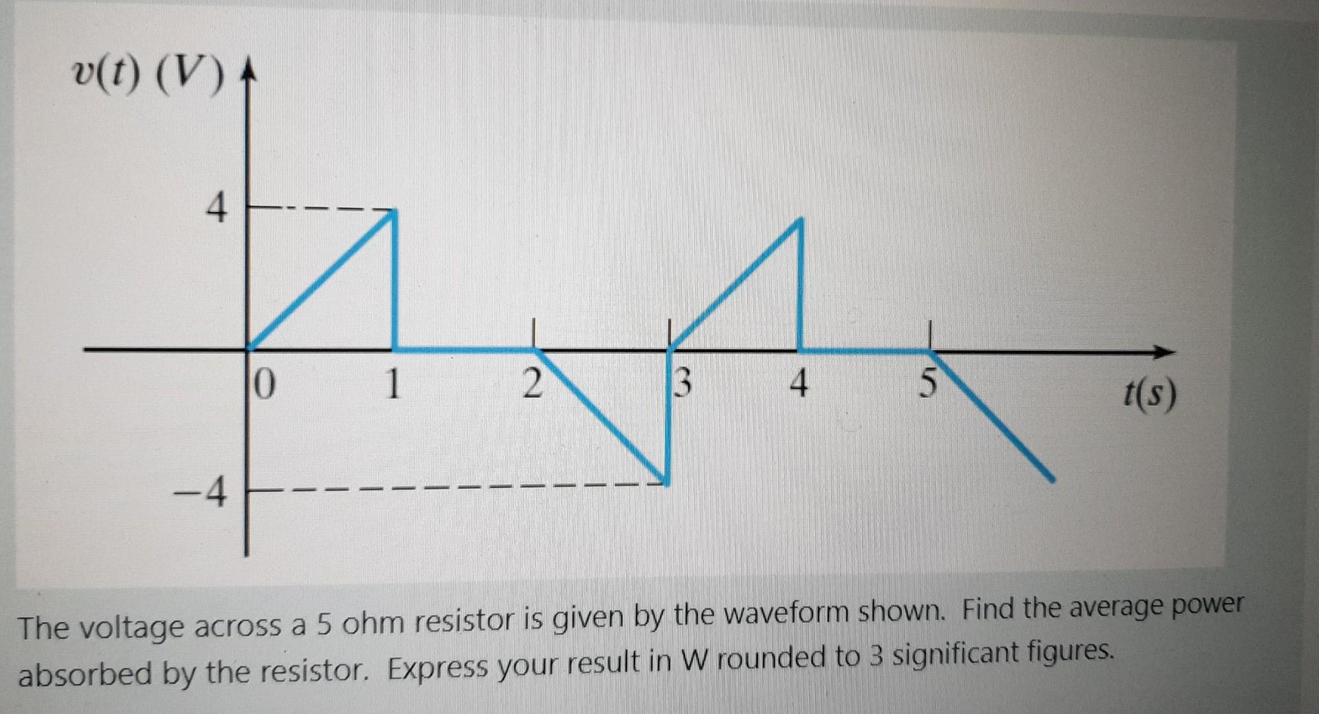 Solved v(t) (V) 4 10 1 2 3 4 5 t(s) -4 Find the total rms | Chegg.com