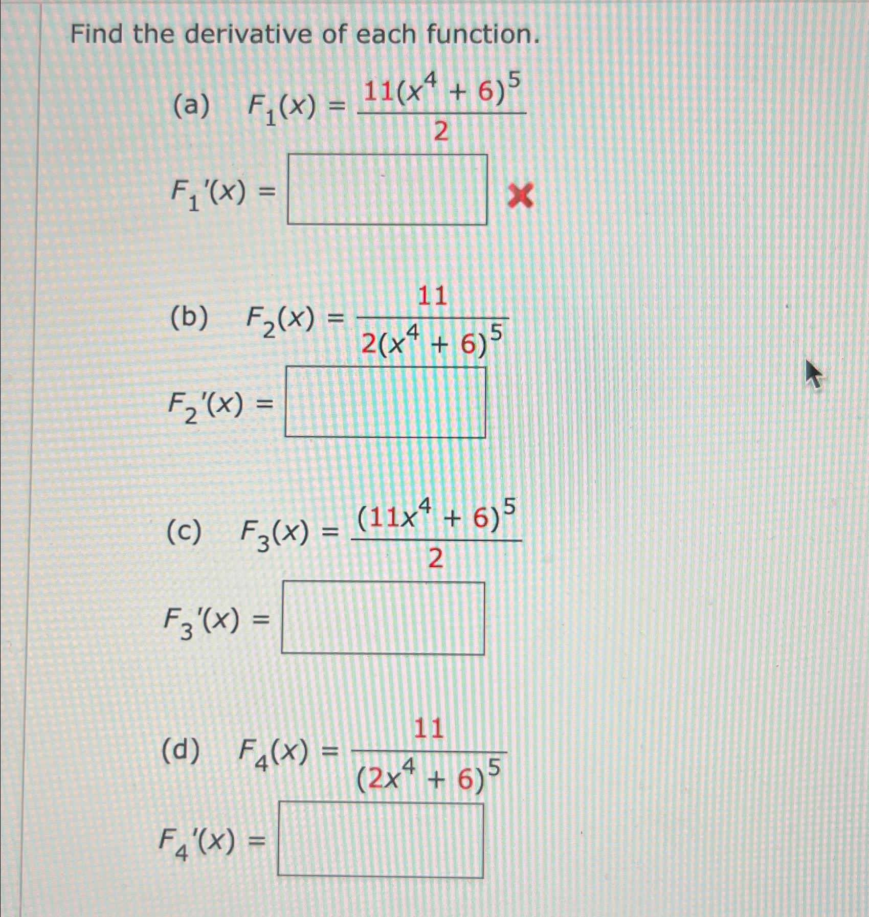 Solved Find the derivative of each | Chegg.com