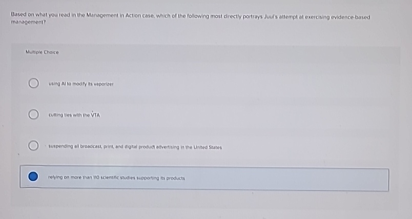 Solved Based on what youread in the Management in Action | Chegg.com
