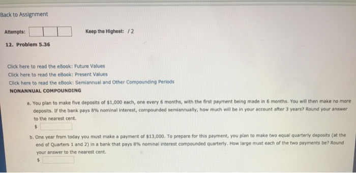 Solved Ch 05: End-of-Chapter Problems - Time Value of Money | Chegg.com