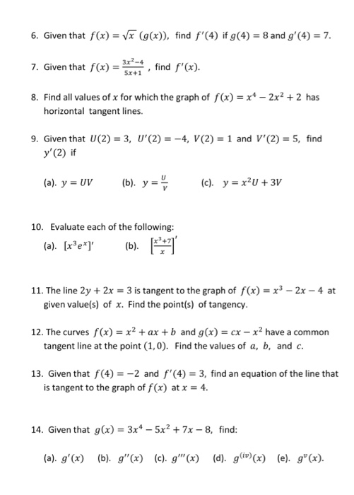 6 Given That F X X G X Find F 4 If G 4 8 Chegg Com