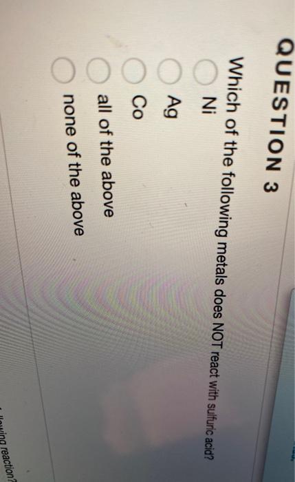 Solved QUESTION 3 Which of the following metals does NOT | Chegg.com
