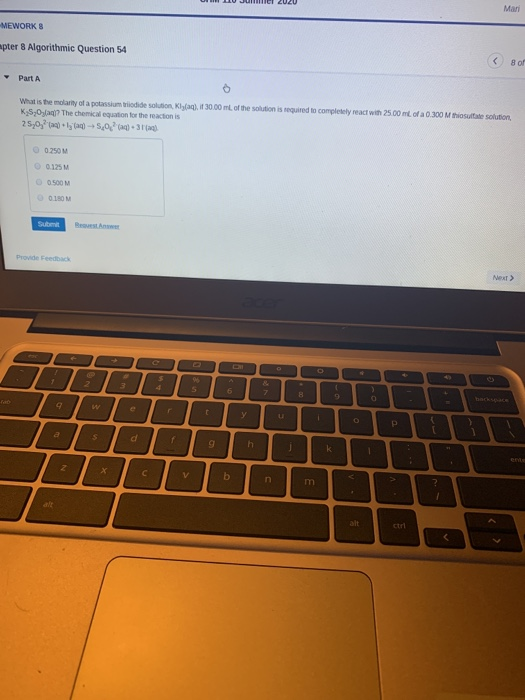 Solved What is the molaritt of a potassium triiodide