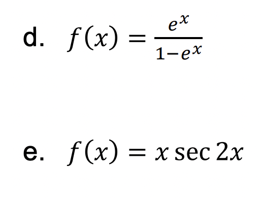 Solved Domain Of D F X Ex1 Exe F X Xsec2x