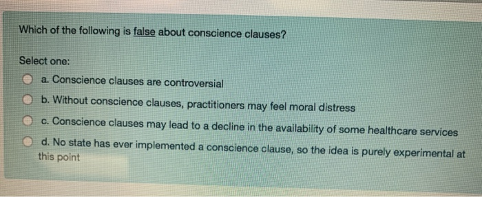 False Conscience Solved Which of the following is false about conscience | Chegg.com