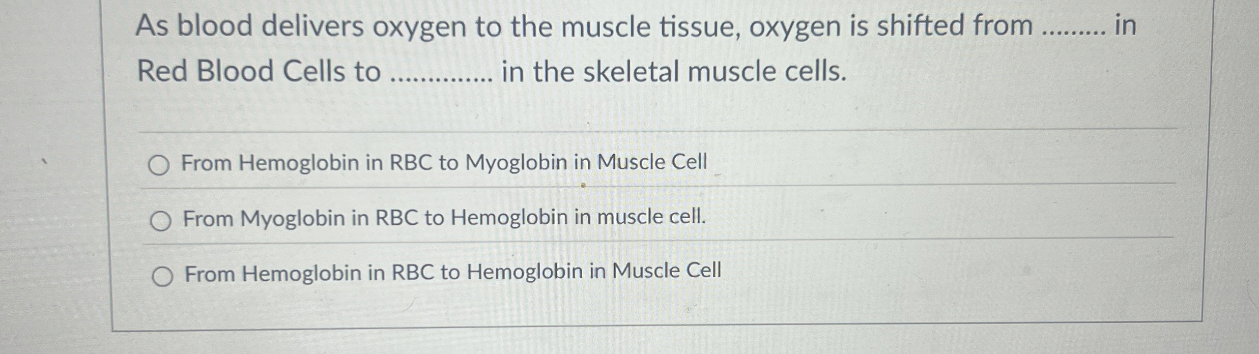 Solved As blood delivers oxygen to the muscle tissue, oxygen | Chegg.com